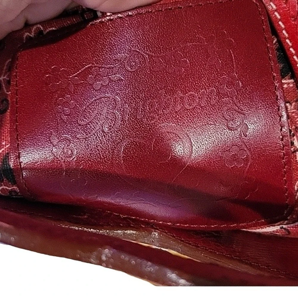 Brighton Straw & Red‎ Leather Top Stitch Bucket Handbag Shoulder Strap Cr… - Picture 6 of 14